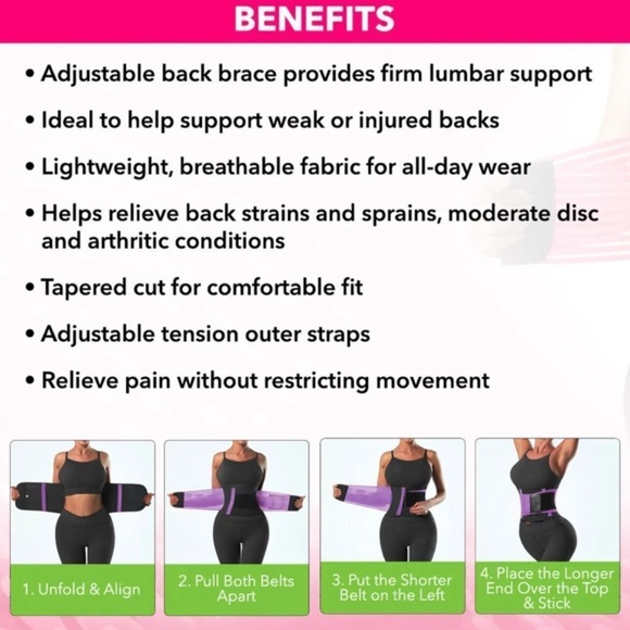 Letsfit Women’s Adjustable Waist Trainer Body Shaper Fitness Belt | Black - Picture 5 of 6